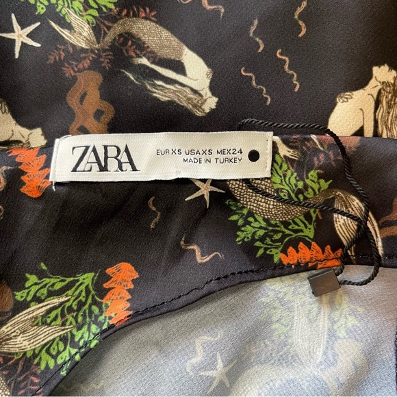 ZARA Satin Mermaid Print  Mini Slip Dress XS - Picture 9 of 10